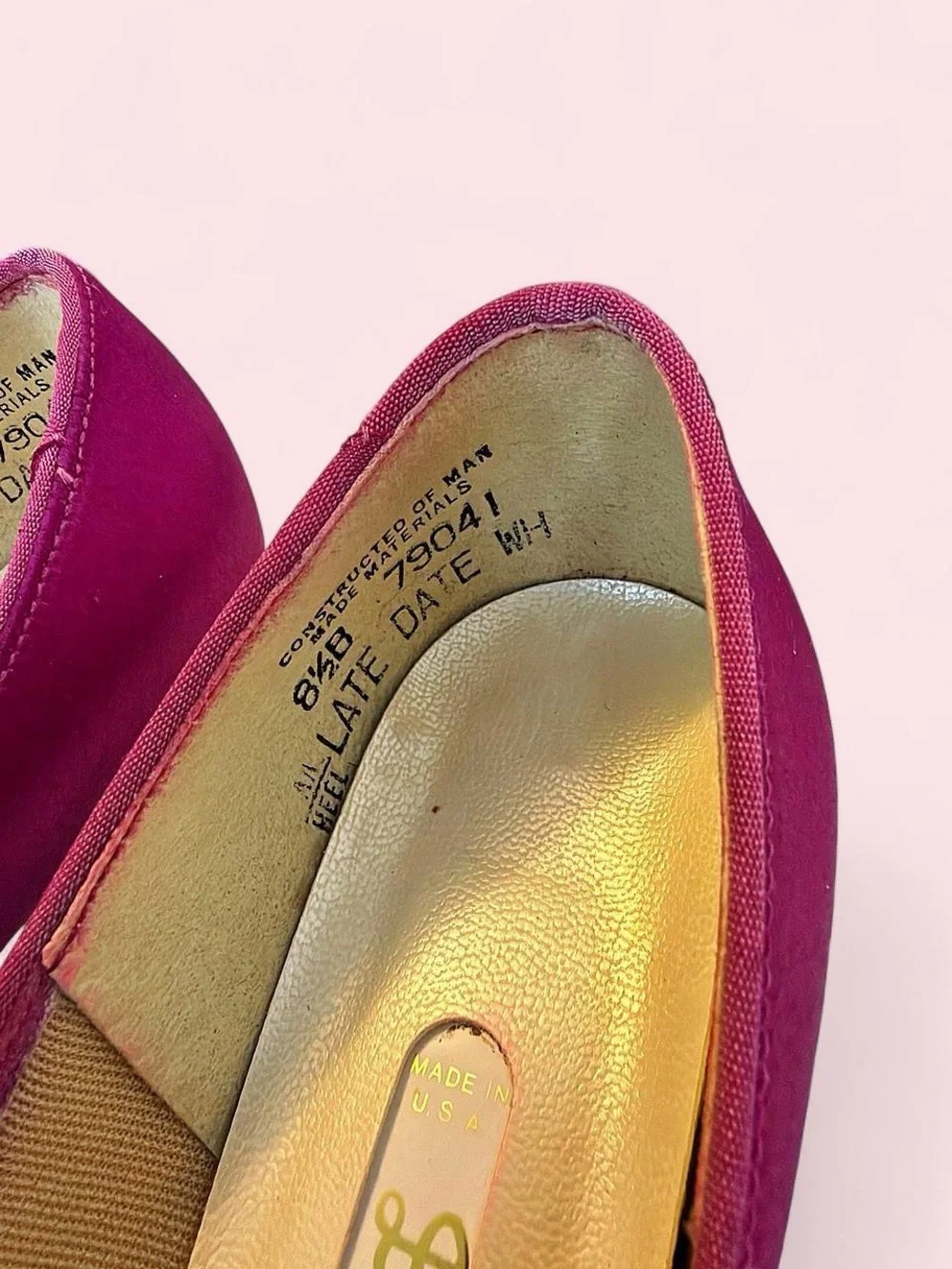 Vintage 80s Custom Dyeable Satin Pointed-Toe Pumps in Fuchsia
